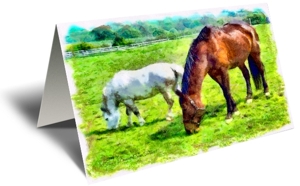 Grazing Horses Gift Greeting Card