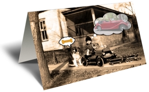 Boy with a real car on his mind! Gift Greeting Card